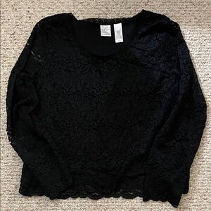 Emma James black lace top, black lining, size XL, excellent condition